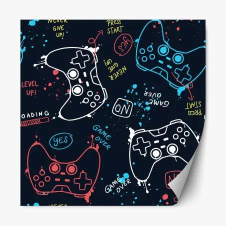 Adesivo riposizionabile motivo controller colorati per decorazione murale • Wallissimo®
