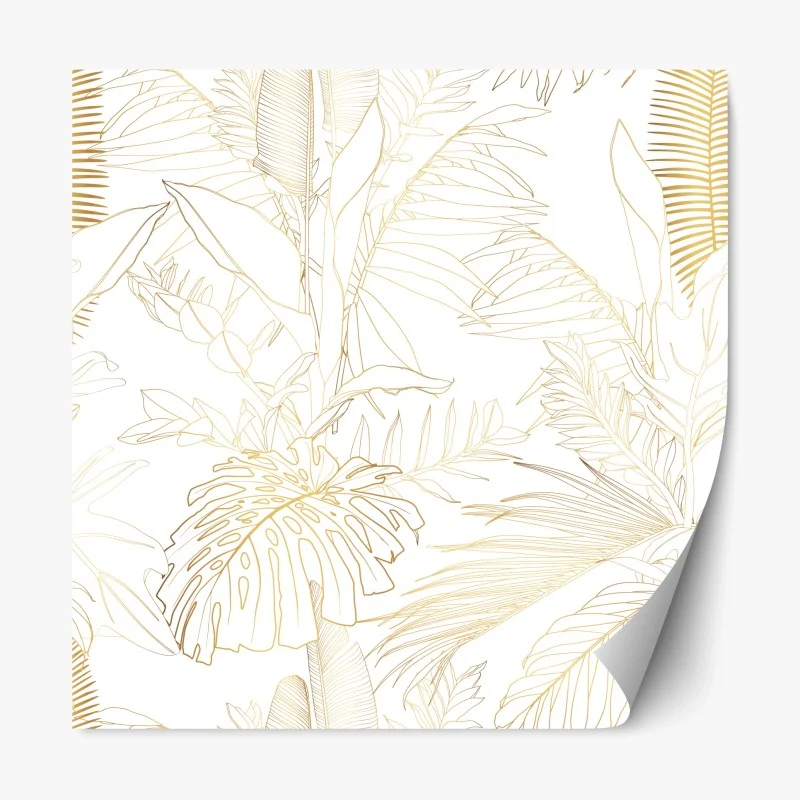 Adesivo riposizionabile motivo botanico tropicale in linee dorate