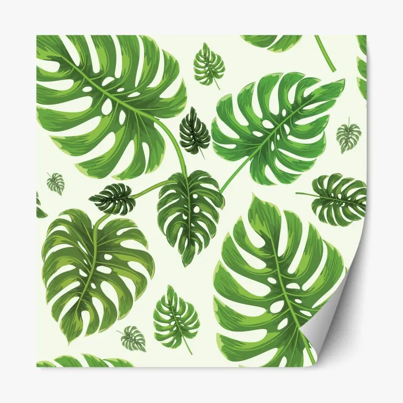 Adesivo riposizionabile motivo tropicale con foglie di monstera