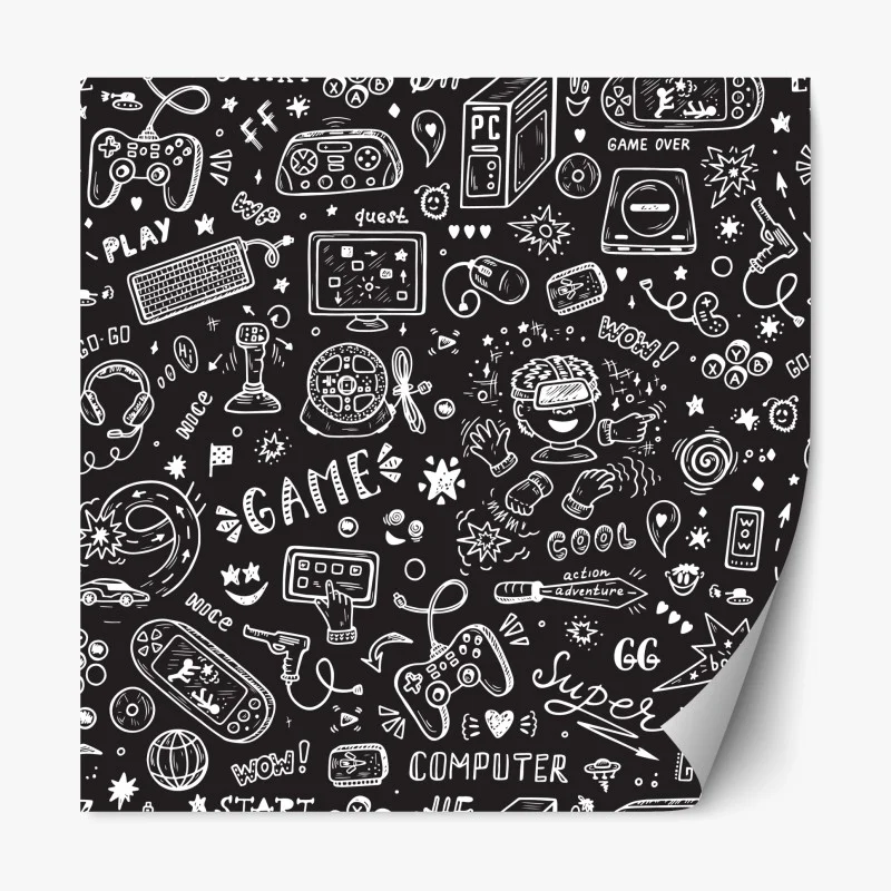 Adesivo riposizionabile doodle di videogiochi e realtà virtuale