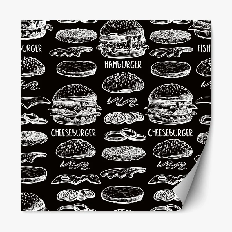 Adesivo riposizionabile motivo di hamburger disegnati a mano