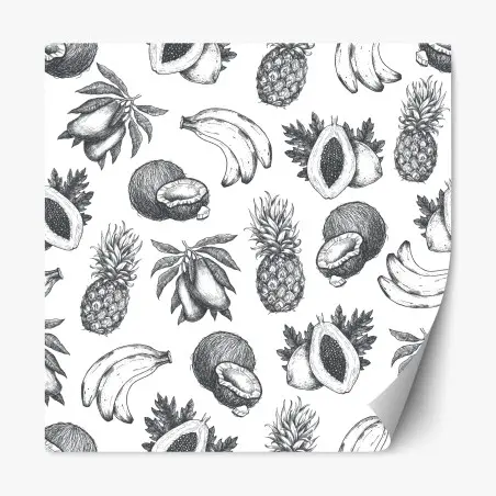 Adesivo riposizionabile motivo tropicale disegnato a mano • Wallissimo®