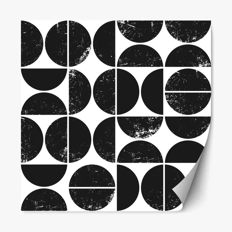 Adesivo riposizionabile motivo geometrico astratto in bianco e nero