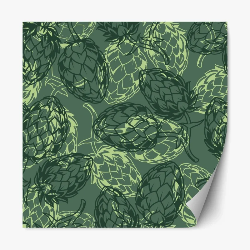 Adesivo riposizionabile motivo di luppolo verde a effetto botanico