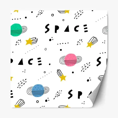 Adesivo riposizionabile motivo spaziale colorato e giocoso • Wallissimo®