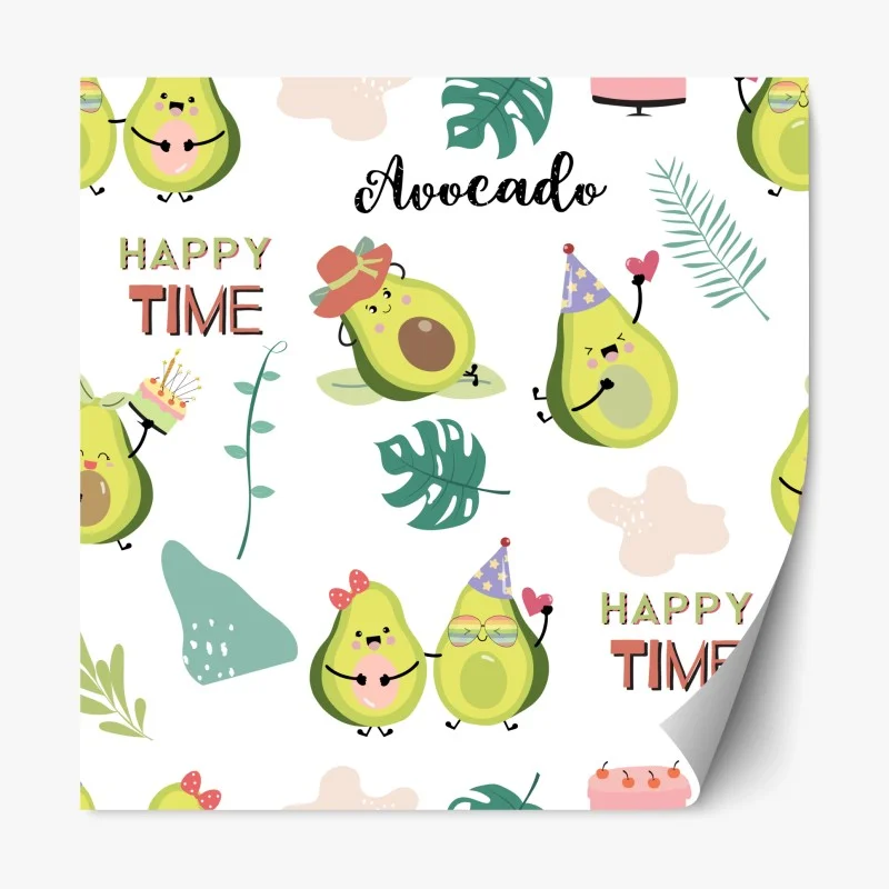 Adesivo riposizionabile avocado felici: motivo illustrato per decorazione