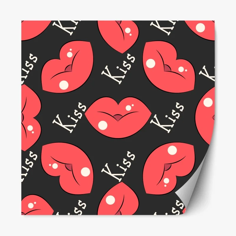 Adesivo riposizionabile motivo labbra rosse in stile pop art