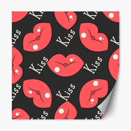 Adesivo riposizionabile motivo labbra rosse in stile pop art • Wallissimo®