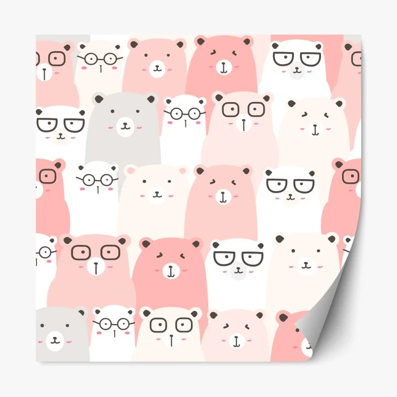 Adesivo riposizionabile mosaico di orsetti pastello