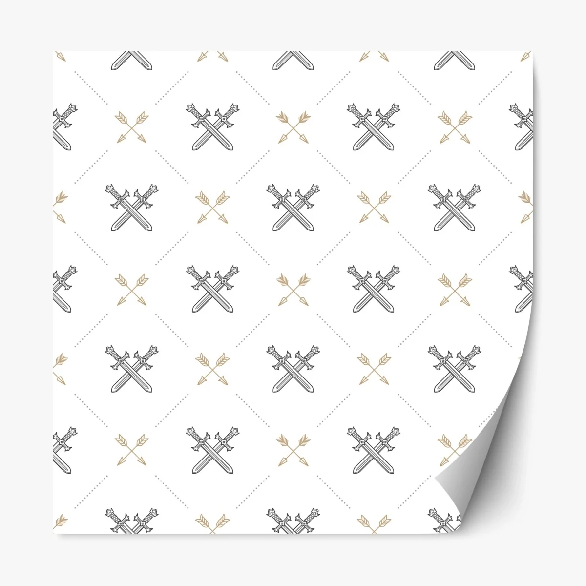 Adesivo riposizionabile motivo araldico geometrico con spade e frecce • Wallissimo® Adesivo riposizionabile motivo araldico geometrico con spade e frecce • Wallissimo®