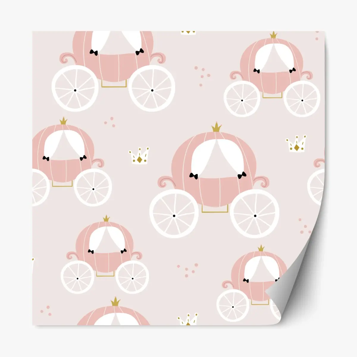 Adesivo riposizionabile carrozza della principessa in rosa pastello • Wallissimo®