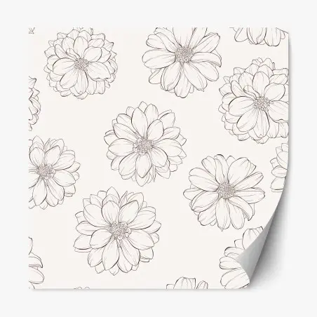 Adesivo riposizionabile motivo floreale elegante su sfondo neutro • Wallissimo®