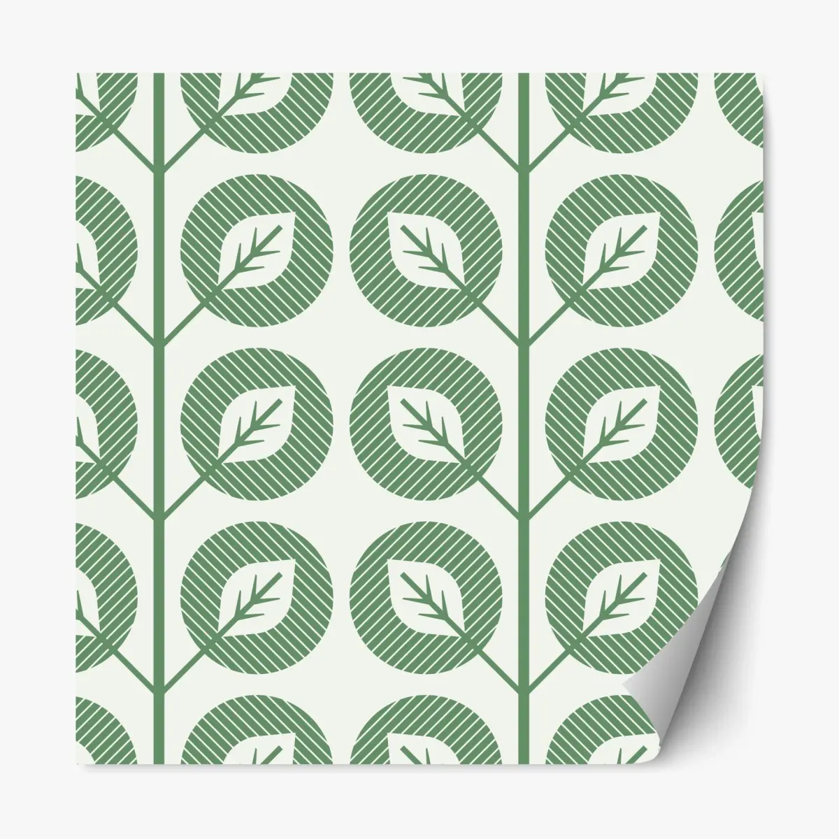 Adesivo riposizionabile motivo foglie geometriche verde salvia per pareti • Wallissimo®