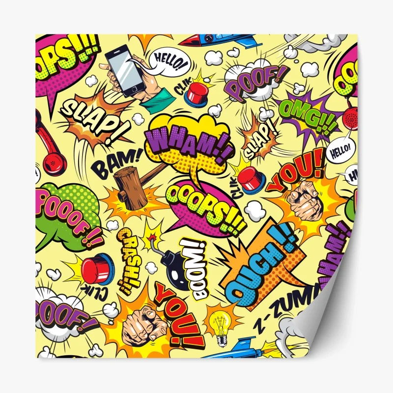 Adesivo riposizionabile motivo fumetti pop art esplosivo