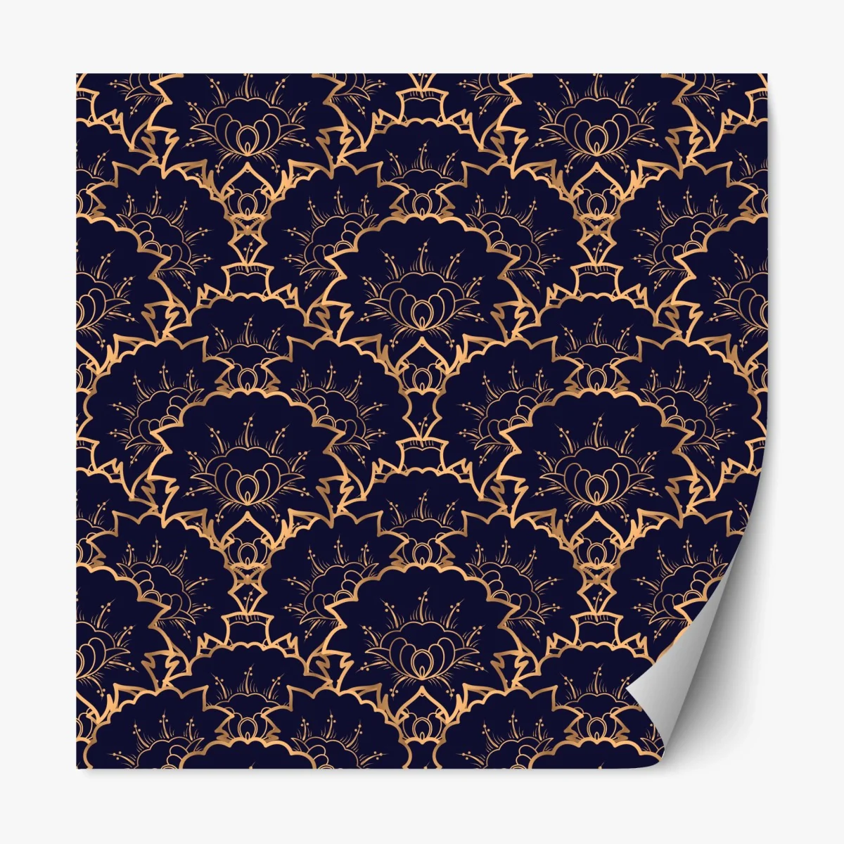 Adesivo riposizionabile eleganza ornamentale dorata su blu notte • Wallissimo® Adesivo riposizionabile eleganza ornamentale dorata su blu notte • Wallissimo®
