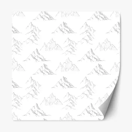Adesivo riposizionabile motivo montagne disegnate a mano in bianco e nero • Wallissimo®