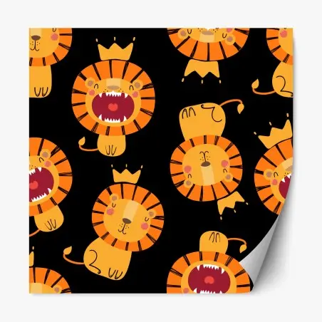 Adesivo riposizionabile pattern giocoso di leoncini ruggenti • Wallissimo®
