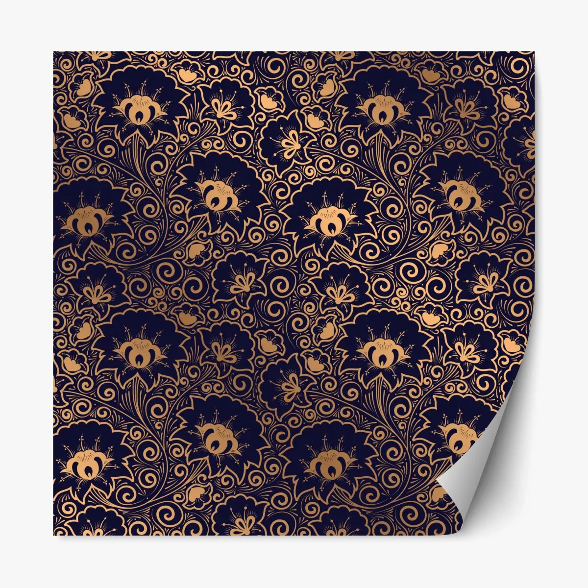 Adesivo riposizionabile motivo floreale ornamentale dorato su sfondo blu notte • Wallissimo® Adesivo riposizionabile motivo floreale ornamentale dorato su sfondo blu notte • Wallissimo®