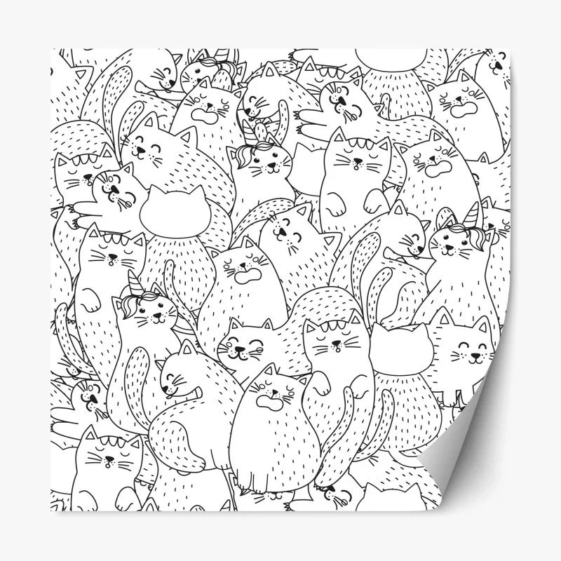 Adesivo riposizionabile mosaico di gatti da colorare