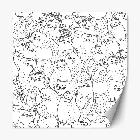 Adesivo riposizionabile mosaico di gatti da colorare • Wallissimo®