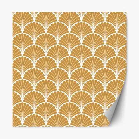 Adesivo riposizionabile elegante motivo art déco a conchiglia oro • Wallissimo®