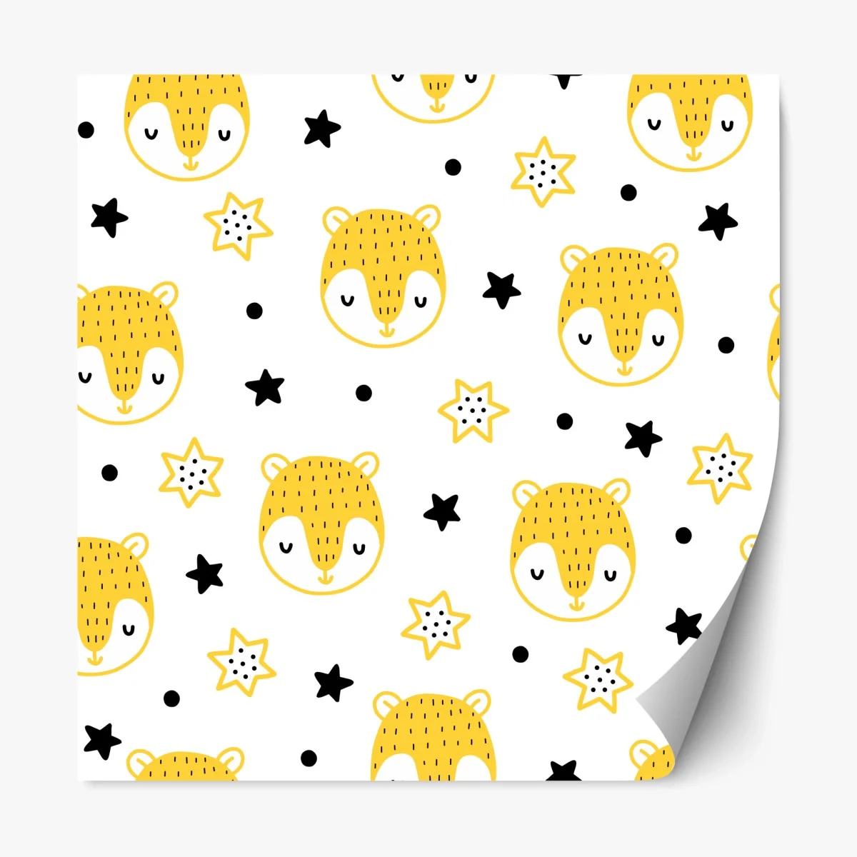 Adesivo riposizionabile motivo orsetti gialli e stelle per la cameretta • Wallissimo® Adesivo riposizionabile motivo orsetti gialli e stelle per la cameretta • Wallissimo®