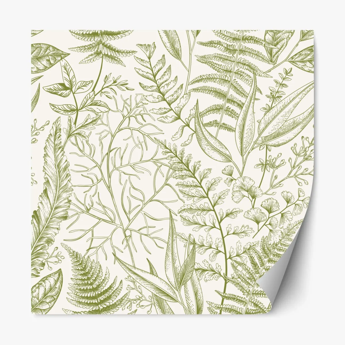 Adesivo riposizionabile motivo botanico verde elegante • Wallissimo®