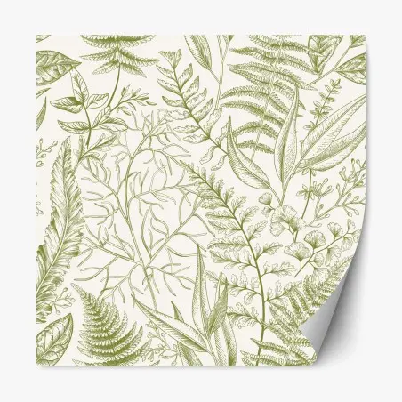 Adesivo riposizionabile motivo botanico verde elegante • Wallissimo®