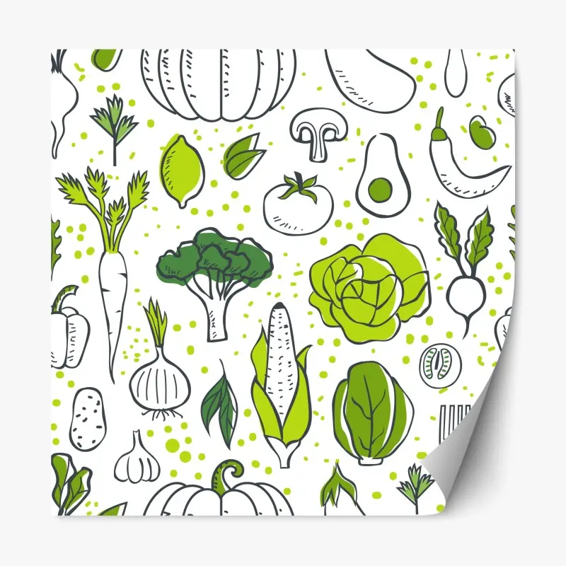 Adesivo riposizionabile motivo di verdure disegnate a mano per decorazioni