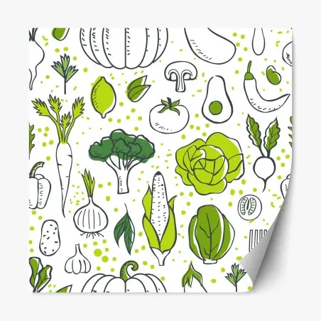 Adesivo riposizionabile motivo di verdure disegnate a mano per decorazioni • Wallissimo®