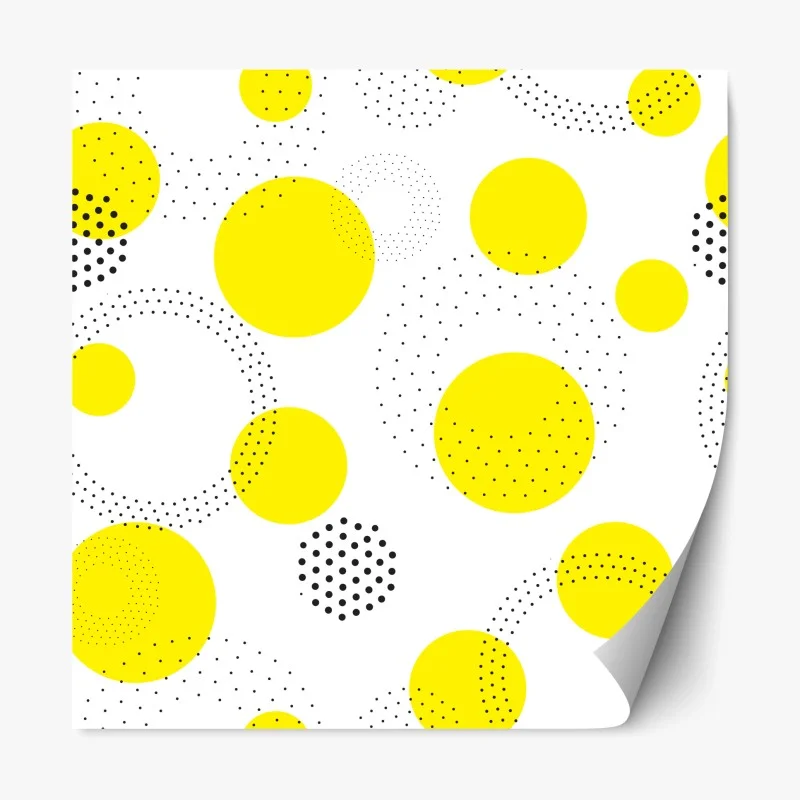 Adesivo riposizionabile motivo di cerchi gialli e puntini neri