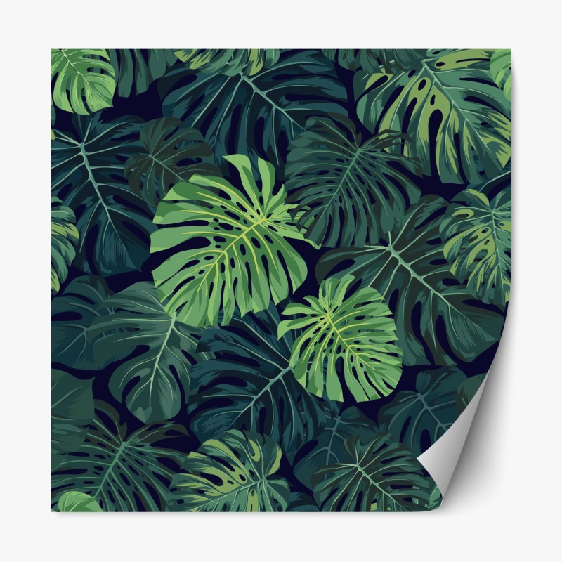 Adesivo riposizionabile motivo foglie di monstera tropicale
