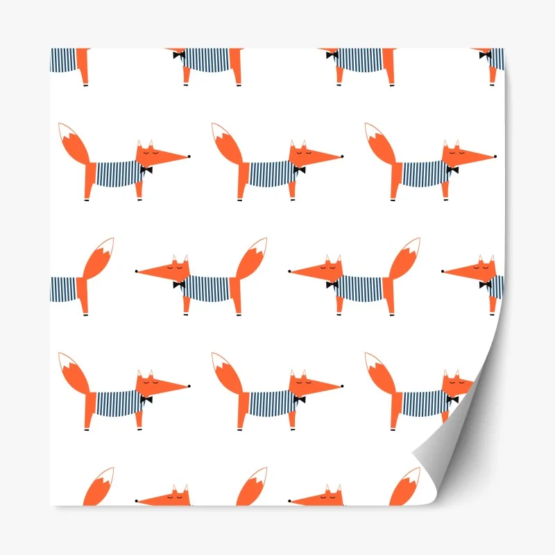 Adesivo riposizionabile pattern di volpi stilizzate a righe