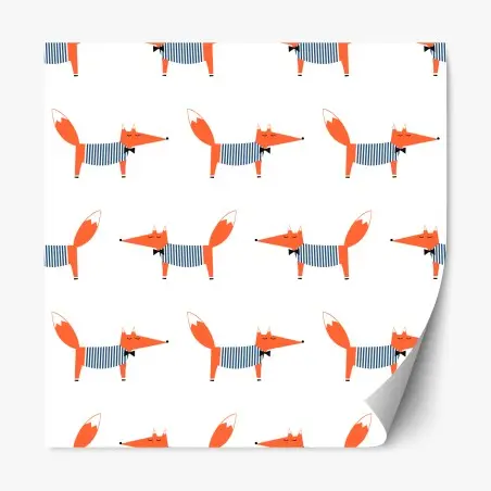 Adesivo riposizionabile pattern di volpi stilizzate a righe • Wallissimo®
