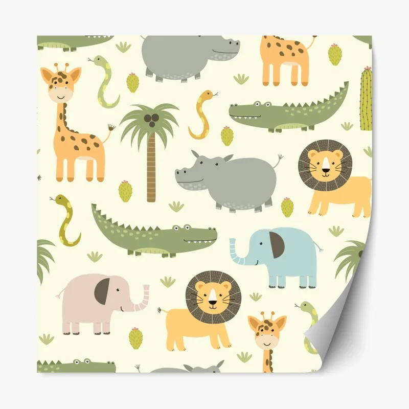 Adesivo riposizionabile motivo safari giocoso per cameretta