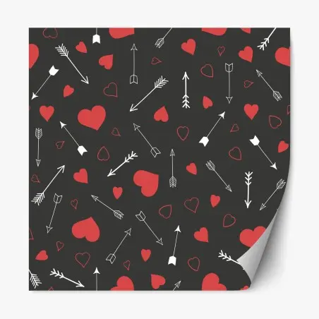 Adesivo riposizionabile motivo romantico con cuori e frecce su sfondo scuro • Wallissimo®