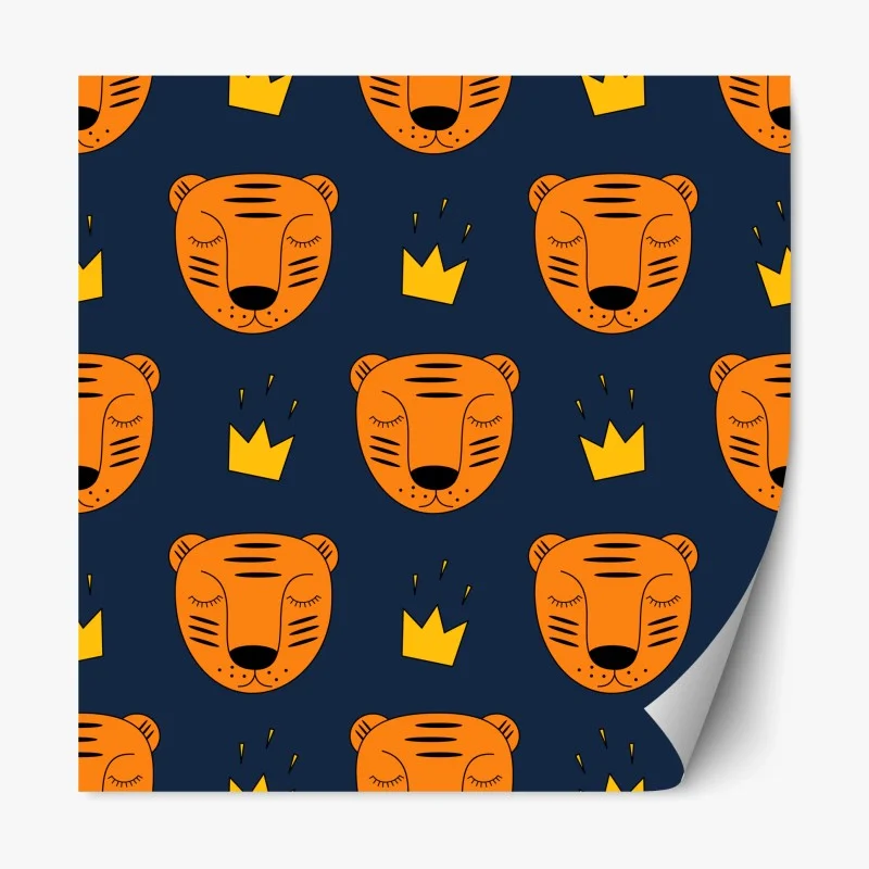 Adesivo riposizionabile motivo tigre reale arancione su sfondo blu