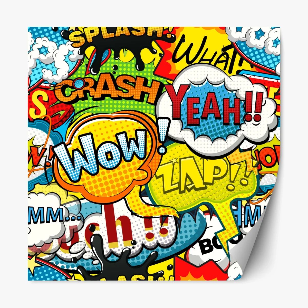 Adesivo riposizionabile murales pop art con onomatopee colorate • Wallissimo® Adesivo riposizionabile murales pop art con onomatopee colorate • Wallissimo®