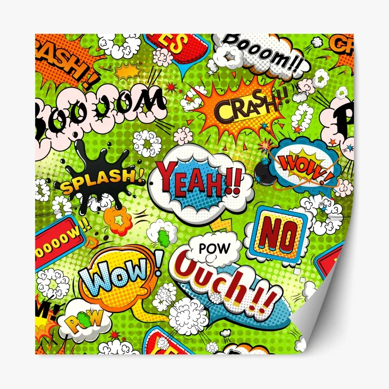 Adesivo riposizionabile murale pop art onomatopee esplosive