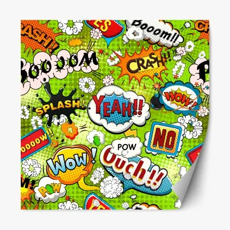 Adesivo riposizionabile murale pop art onomatopee esplosive • Wallissimo®