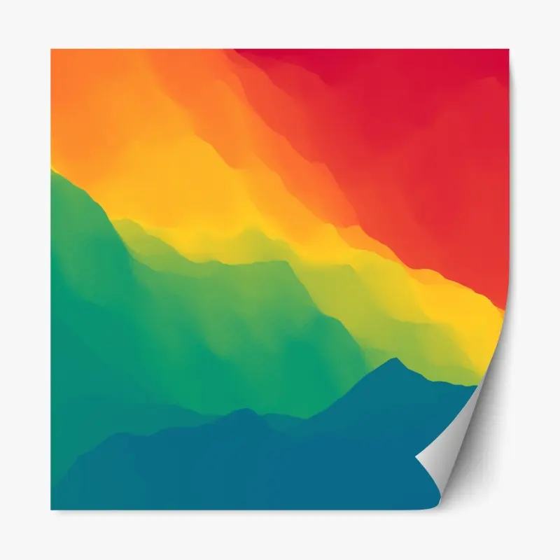 Adesivo riposizionabile paesaggio montano astratto dai colori vibranti • Wallissimo® Adesivo riposizionabile paesaggio montano astratto dai colori vibranti • Wallissimo®