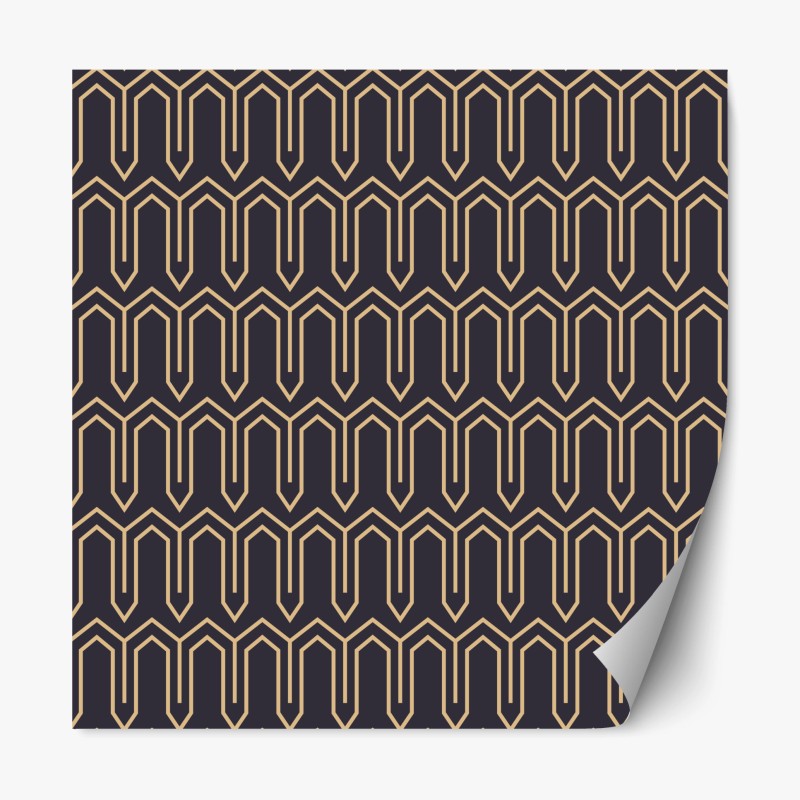 Adesivo riposizionabile motivo geometrico art deco in oro su sfondo scuro