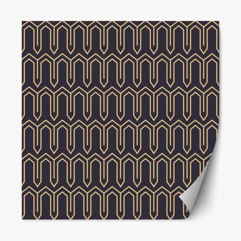 Adesivo riposizionabile motivo geometrico art deco in oro su sfondo scuro