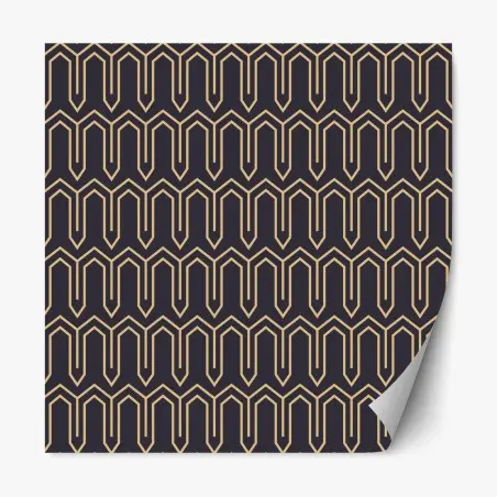 Adesivo riposizionabile motivo geometrico art deco in oro su sfondo scuro • Wallissimo®