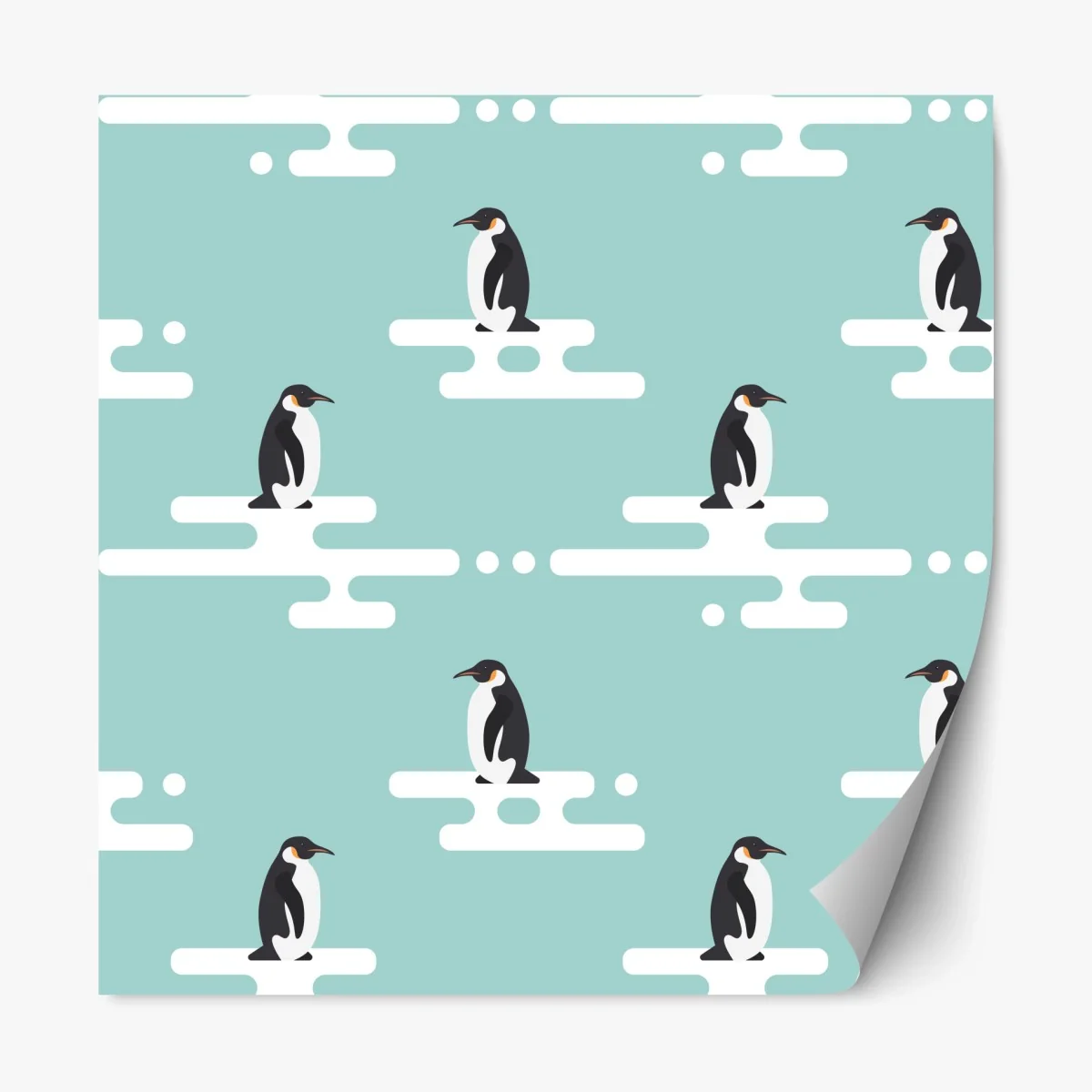 Adesivo riposizionabile pinguini su lastre di ghiaccio in stile minimal • Wallissimo® Adesivo riposizionabile pinguini su lastre di ghiaccio in stile minimal • Wallissimo®