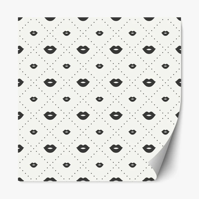 Adesivo riposizionabile motivo labbra minimal in bianco e nero