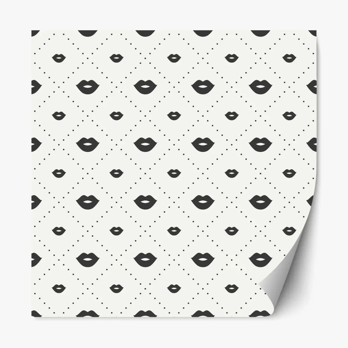 Adesivo riposizionabile motivo labbra minimal in bianco e nero • Wallissimo®