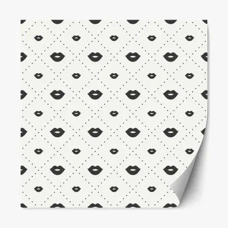 Adesivo riposizionabile motivo labbra minimal in bianco e nero • Wallissimo®