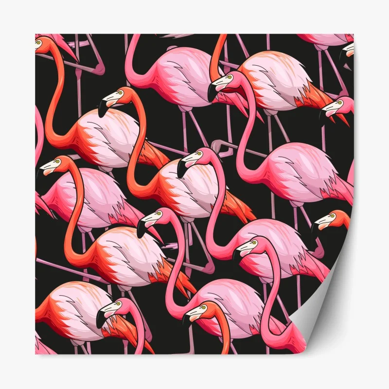 Adesivo riposizionabile motivo fenicotteri rosa su sfondo scuro