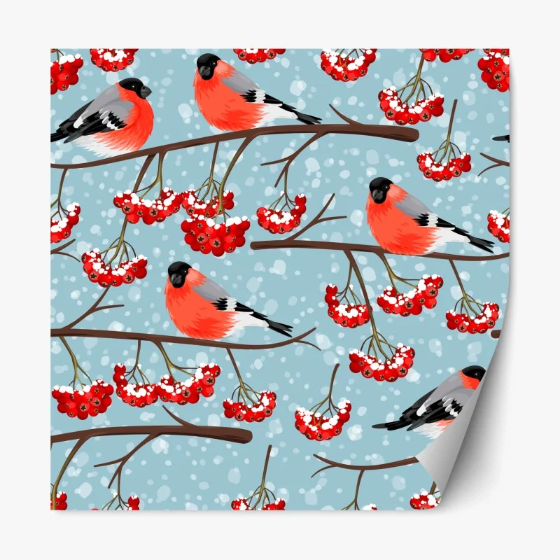Adesivo riposizionabile pattern invernale con frosone e bacche